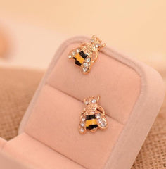 Small Bee Crystal Stud Earring