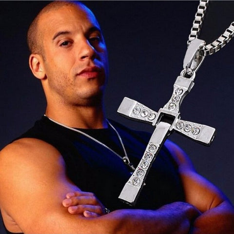 Fast and Furious Crystal Cross Men Necklace