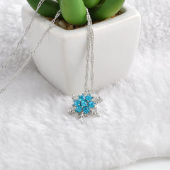 Crystal Snowflake Zircon Flower Necklace