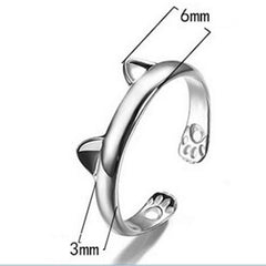 Silver Plated Cat Ear Ring