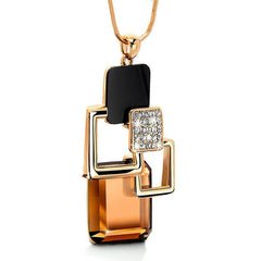 Geometric Big Crystal Stone Pendant Necklace