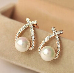 Crystal Pearl Stud Earrings