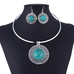 Round Turquoise Fashionable Jewelry Set