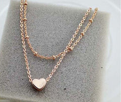 Heart Pendant Two Chains Golden Anklet