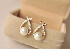 Crystal Pearl Stud Earrings