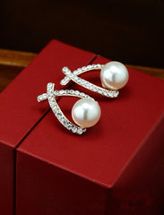 Crystal Pearl Stud Earrings