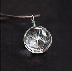 Crystal Glass Ball Dandelion Necklace