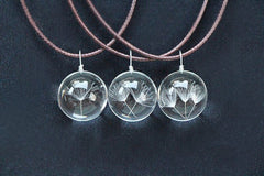 Crystal Glass Ball Dandelion Necklace