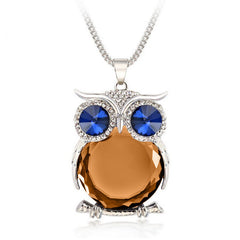 Rhinestone Crystal Owl Necklace