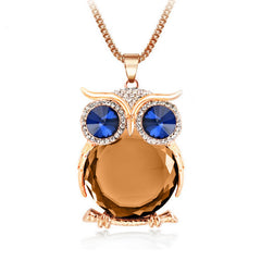 Rhinestone Crystal Owl Necklace