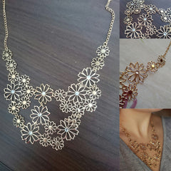 Multilayer Pendants Rhinestone Flower Necklace