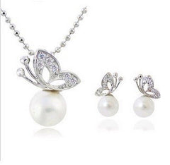 Butterfly Suit Statement Pearl Jewelry Set